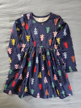 Hanna Andersson Colorful Holiday Tree Print Dress, NEW
